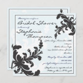 ダマスエレガントクフローラブライダルシャワーの招待 招待状 (正面/裏面)