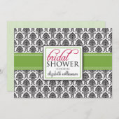 ダマスエレガントクブライダルシャワー招待(ライム) 招待状 (正面/裏面)