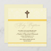 ダマスエレガントク聖バプテスマ招待状（黄） 招待状 (正面/裏面)
