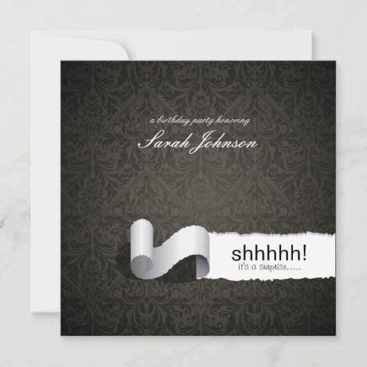 ダマスエレガントク·サプライズ·バースデー·パーティー 招待状 (正面)