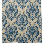 ダマスカスのシームレスなフローラオーナメントパターン シャワーカーテン (正面)