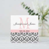 ダマスカスタムクモノグラム結婚式招待状ピンク 招待状 (スタンド正面)