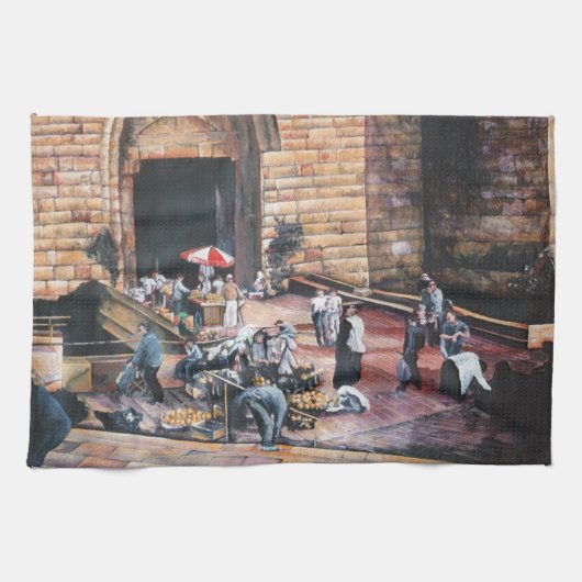 ダマスカス黄金の門，旧エルサレム キッチンタオル (横)