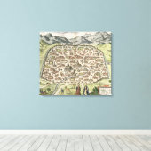 ダマスカス,シリアの町地図1620(版木、銅版、版画) キャンバスプリント (インサイチュ (ウッドフロア))