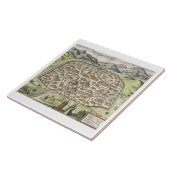ダマスカス、シリア1620年の町の地図(版木、銅版、版画) タイル (側面)