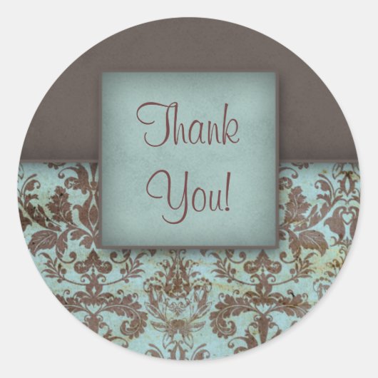 ダマスクありがとうシール ラウンドシール (正面)