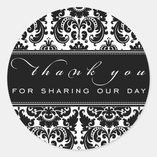 ダマスクありがとうステッカー ラウンドシール (正面)