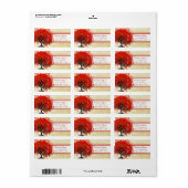 ダマスクお洒落ハートの葉が点られた木の赤ピンクの点 ラベル (フルシート)