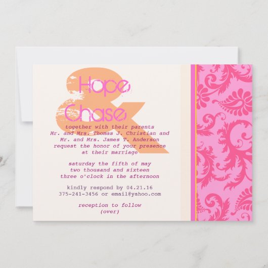 ダマスクお洒落フォト結婚式招待状 招待状 (裏面)