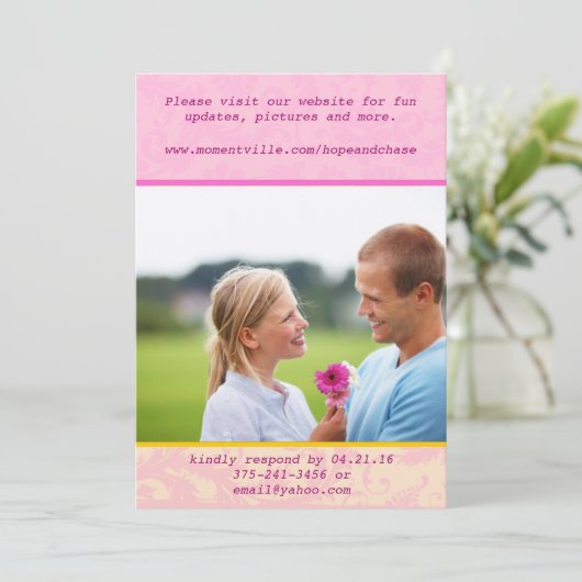 ダマスクお洒落フォト結婚式招待状 招待状 (スタンド正面)