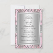 ダマスクかわいらしティアラプリンセスベビーシャワー招待状 招待状 (裏面)