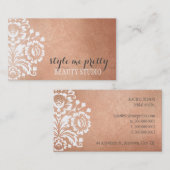 ダマスクかわいらしパターンフローラセレネバラ金ゴールド箔 名刺 (正面/裏面)