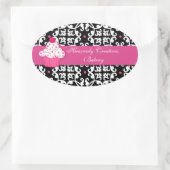 ダマスクとカップケーキベーカリーボックスシール 楕円形シール (バッグ)