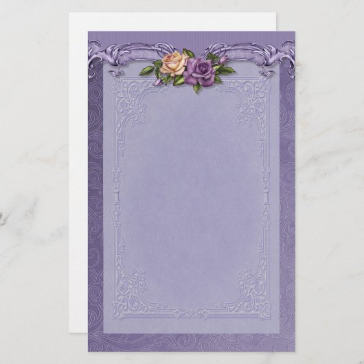 ダマスクとバラ紫の文房具 便箋 (正面/裏面)