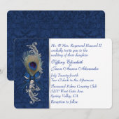 ダマスクとピーコックの羽根の結婚式招待状 招待状 (正面/裏面)