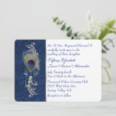 ダマスクとピーコックの羽根の結婚式招待状 招待状 (スタンド正面)