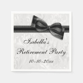 ダマスクとブラックボウフェイクリタイア スタンダードカクテルナプキン
