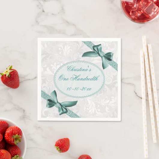 ダマスクとボウズ100番目の誕生日 スタンダードカクテルナプキン (インサイチュ)