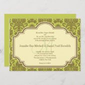 ダマスクとモノグラム結婚式招待状 招待状 (正面/裏面)