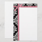 ダマスクとリボン文房具 便箋 (正面/裏面)