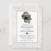 ダマスクとレースのゴシッ結婚クのリハーサルディナー 招待状 (正面)