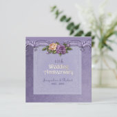 ダマスクとローズ パープル 15周年 結婚記念日 招待状 (スタンド正面)