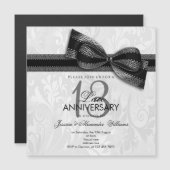 ダマスクと偽の弓の13回目のレースの結婚記念日 マグネット招待状 (正面/裏面)