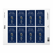 ダマスクと孔雀の羽結婚のミニワイン ラベル (フルシート)