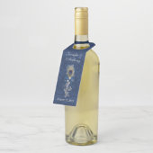 ダマスクと孔雀の羽結婚のワインハンガー ボトルネックタグ (アングル)