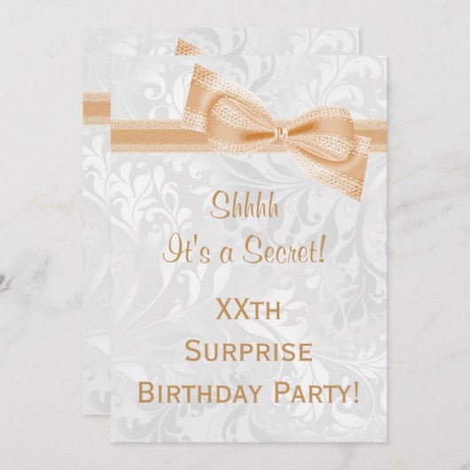 ダマスクと弓サプライズ誕生日パーティー 招待状 (正面/裏面)