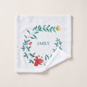 ダマスクと水の色の葉 バスタオルセット (ウォッシュタオル)