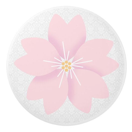 ダマスクと花 セラミックノブ (正面)