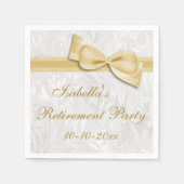 ダマスクと金ゴールドフェイクバウ引退 スタンダードカクテルナプキン (正面)