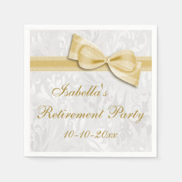 ダマスクと金ゴールドフェイクバウ引退 スタンダードカクテルナプキン