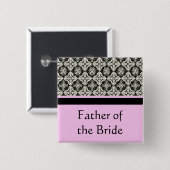 ダマスクのウェディングボタン。お父さんのために 缶バッジ (正面&裏面)