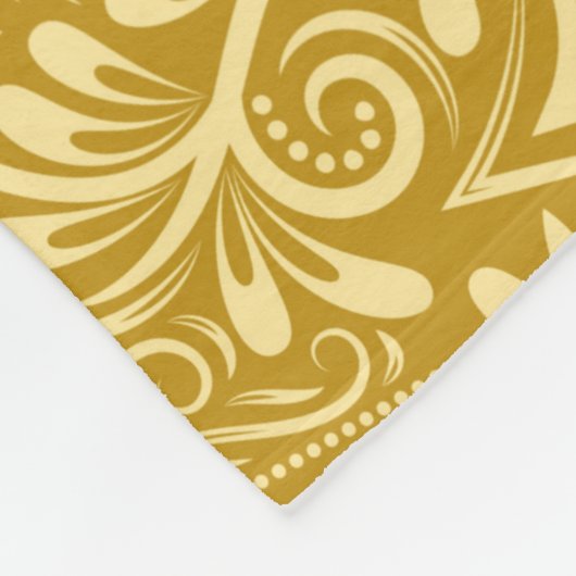 ダマスクのシームレスなパターン繰り返し背景。ゴールド フリースブランケット (角)