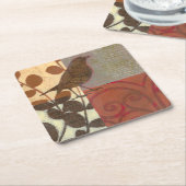 ダマスクのスパロー スクエアペーパーコースター (アングル)