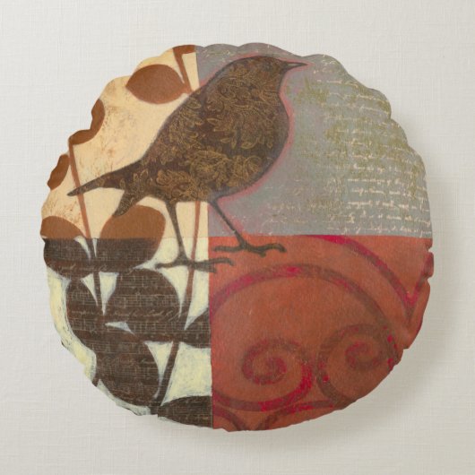 ダマスクのスパロー ラウンドクッション (正面)