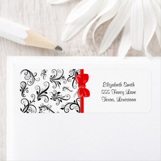 ダマスクのパターフランスのン、ダマスク、白黒 ラベル (インサイチュ)