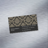 ダマスクのパターン黒の背景 マグネット名刺 (インサイチュ)