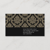 ダマスクのパターン黒の背景 名刺 (裏面)
