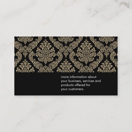ダマスクのパターン黒の背景 名刺 (裏面)