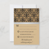ダマスクの偽シルバーリボン 秋の結婚式 返信カード 招待状 (裏面)