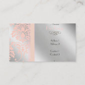 ダマスクの名刺淡い色のピンクの銀色 名刺 (裏面)