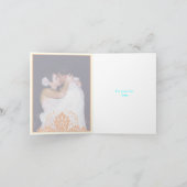 ダマスクの桃色、水色、象牙色の結婚式のお礼 サンキューカード (内部)