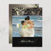 ダマスクの結婚式ありがとうフォトポストカード, ポストカード (正面/裏面)