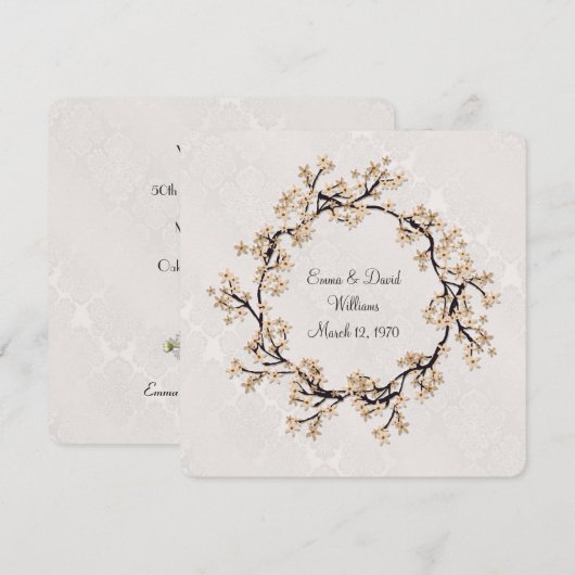 ダマスクの結婚記念日リース 招待状 (正面/裏面)