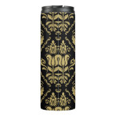 ダマスクの継ぎ目のない黒と金のオーナメント。トラディティ タンブラー (裏面)