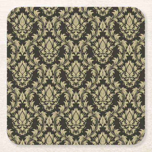 ダマスクの背景 スクエアペーパーコースター (正面)