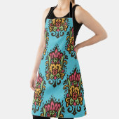 ダマスクの花の継ぎ目のない模様。フローラビント エプロン (インサイチュ)